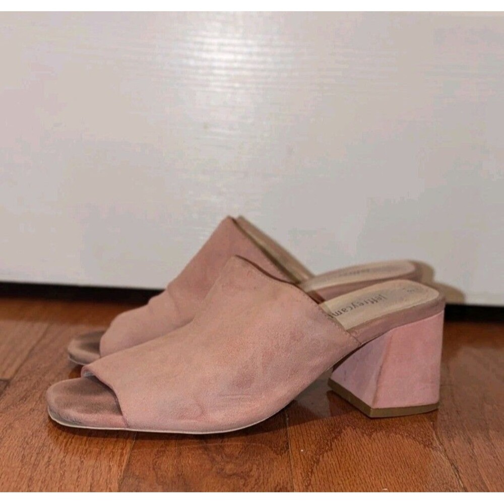 Jeffrey Campbell Size 7 Pale Pink Suede Retro 90s Y2K Style Slip On Block Heels